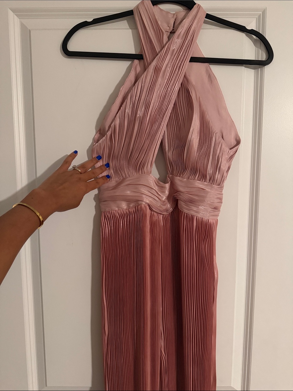 ASOS Pleated Halter Jumpsuit in Dusty Pink